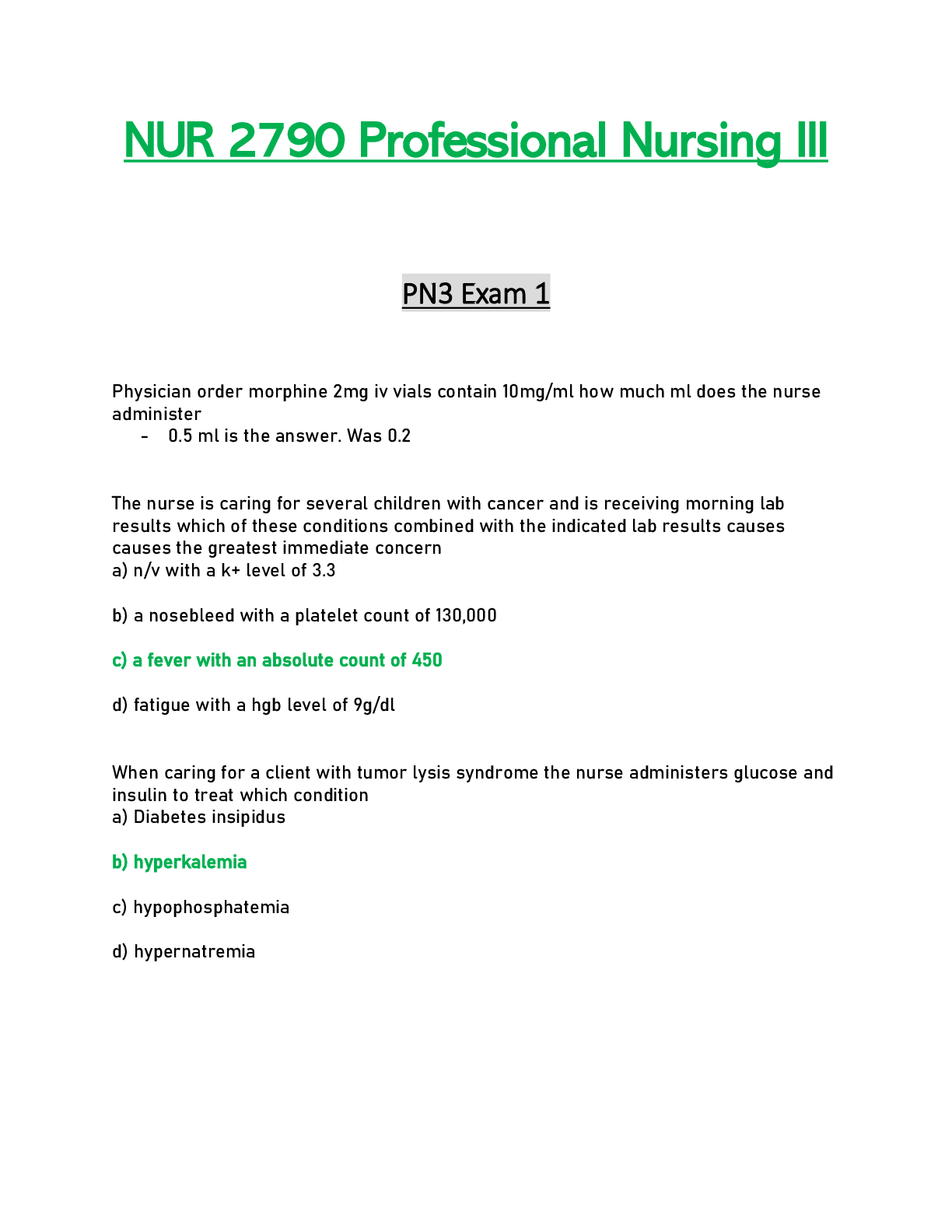 Preview image for NUR2790 / NUR 2790 Exam 1 Updated: Professional Nursing III / PN3 - Rasmussen